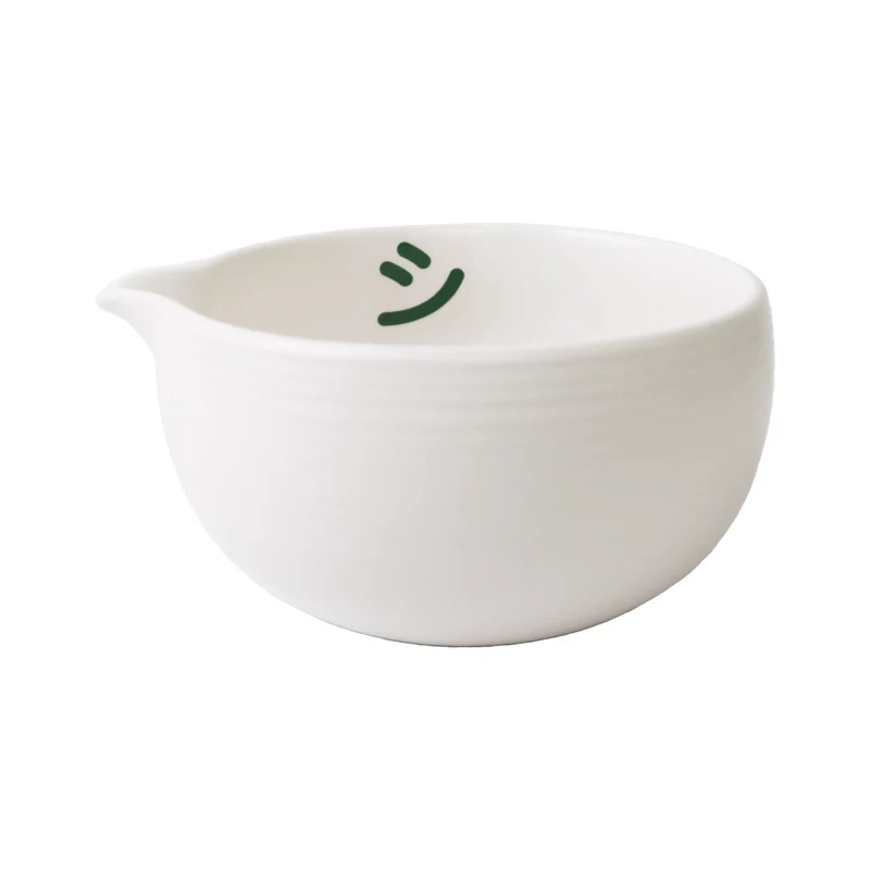 Happy Matcha Bowl White (Green Smiley)