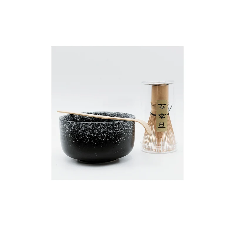 JADE TEMPLE Matcha Tee Set Porzellanschale, Bambusbesen und Bambuslöffel