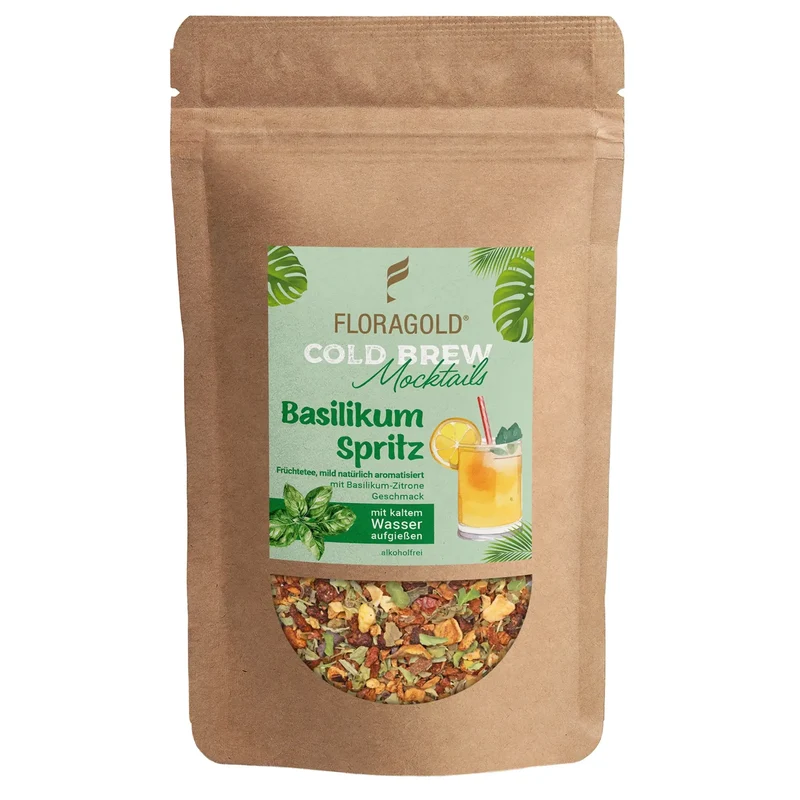 Cold Brew Basilikum Spritz – alkoholfreier Aperitif mit Basilikum-Zitronengeschmack
