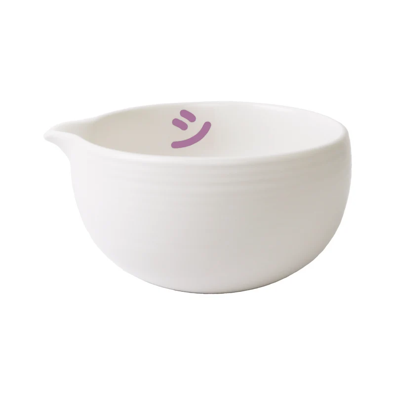 Happy Matcha Bowl White (Purple Smiley)