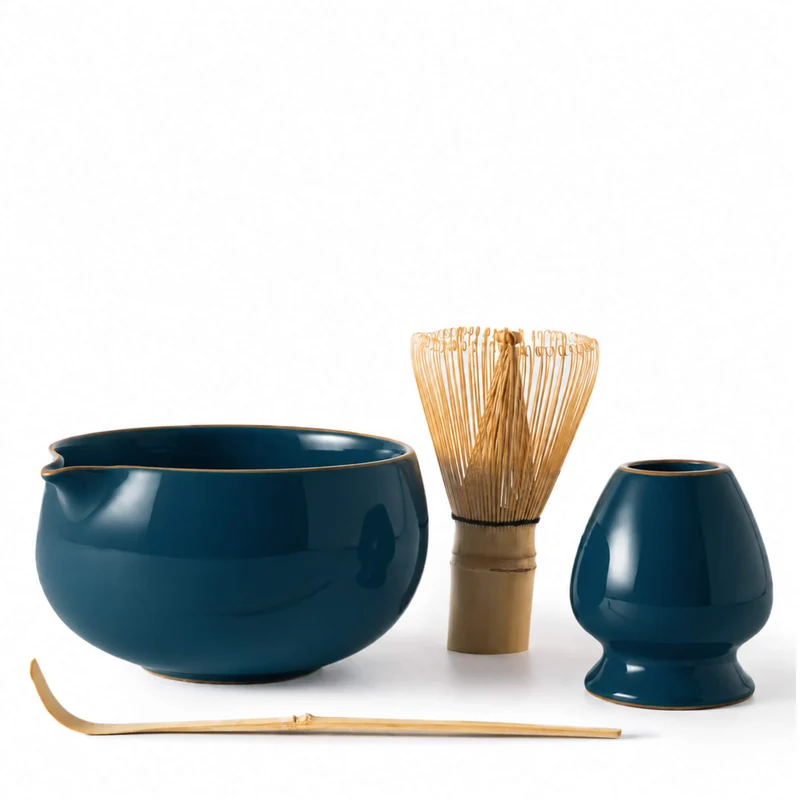Matcha Set YORU: Schale, Bambusbesen, Bambuslöffel & Besenhalter