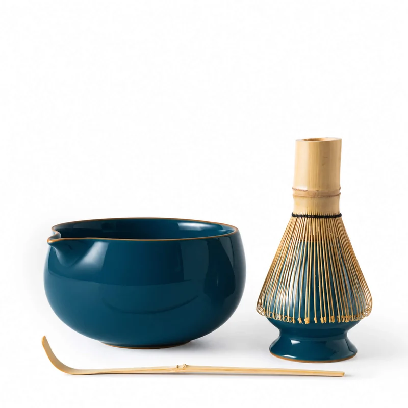 Matcha Set YORU: Schale, Bambusbesen, Bambuslöffel & Besenhalter