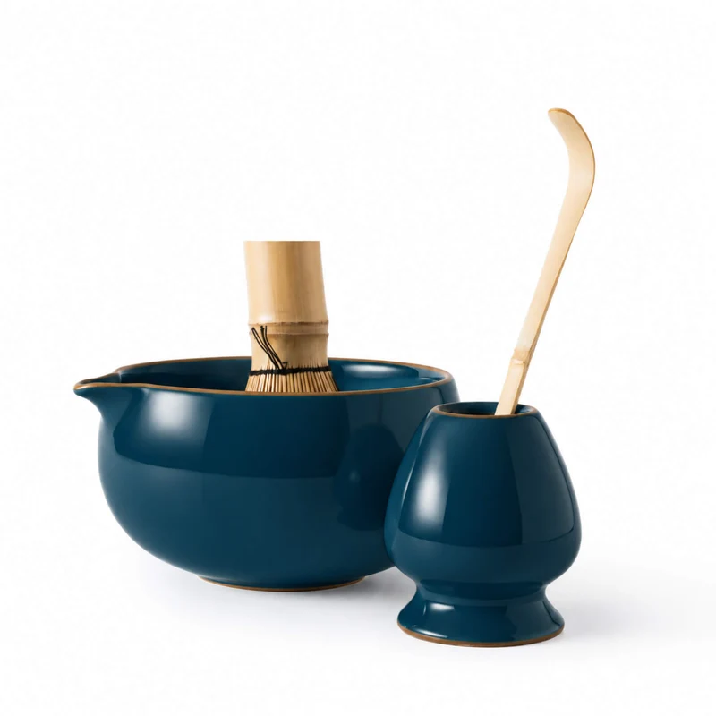 Matcha Set YORU: Schale, Bambusbesen, Bambuslöffel & Besenhalter
