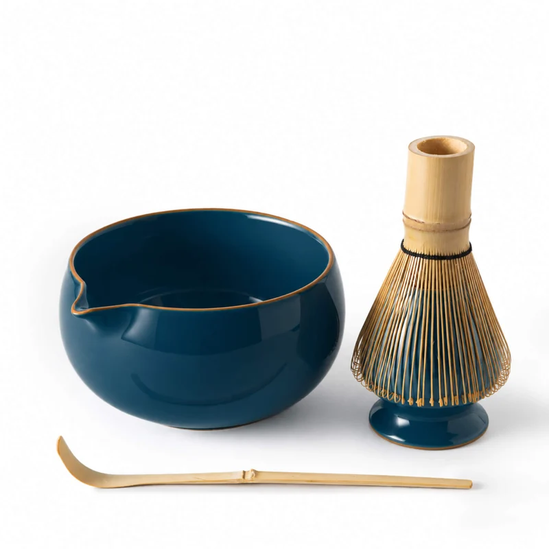 Matcha Set YORU: Schale, Bambusbesen, Bambuslöffel & Besenhalter
