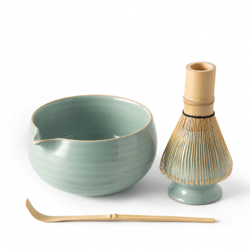 Matcha Set UMI: Schale, Bambusbesen, Bambuslöffel & Besenhalter