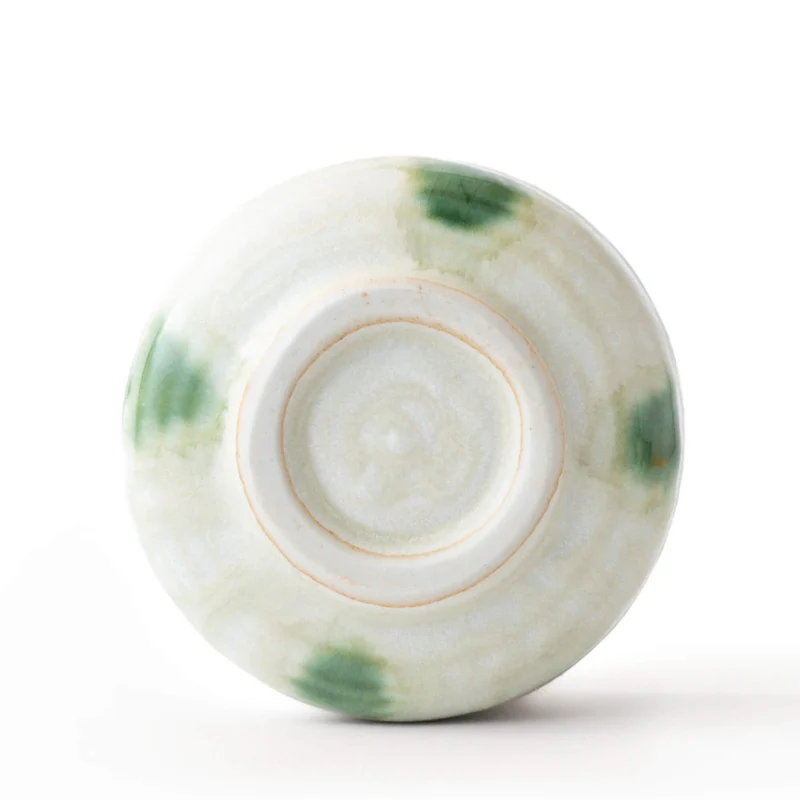 Matcha Schale AOBA: Oribe-Chawan mit Mizutama-Glasur in Han-tsutsu-gata Form, Made in Japan