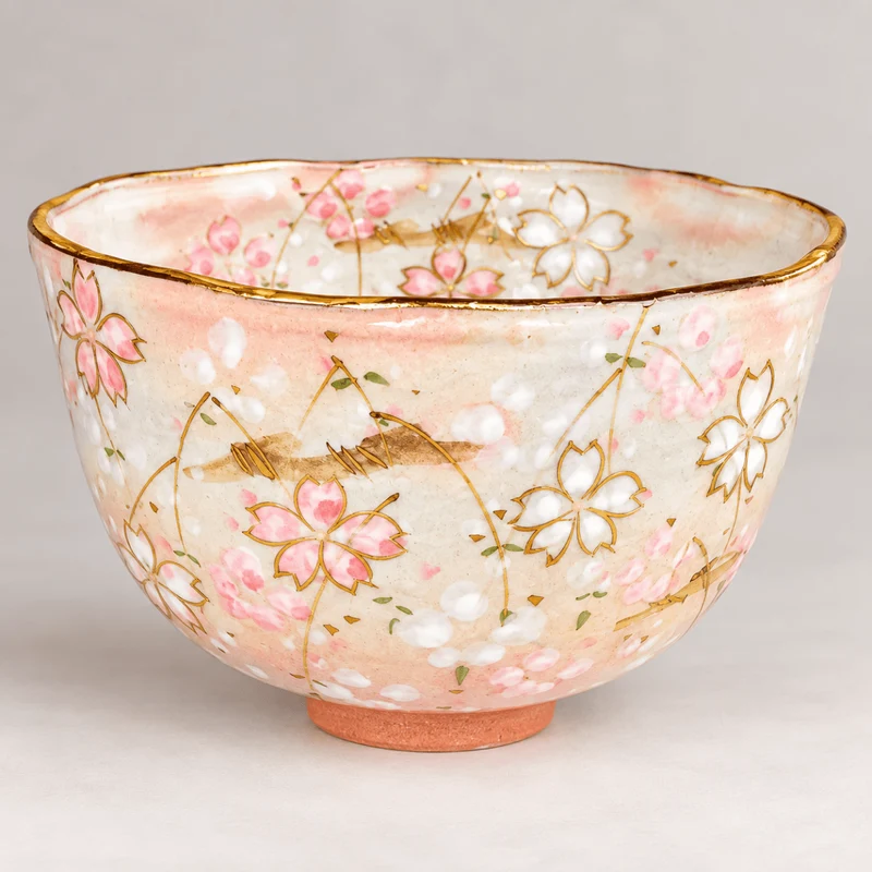 „Sakura“ Kyoyaki, handgefertigte Matcha-Schale