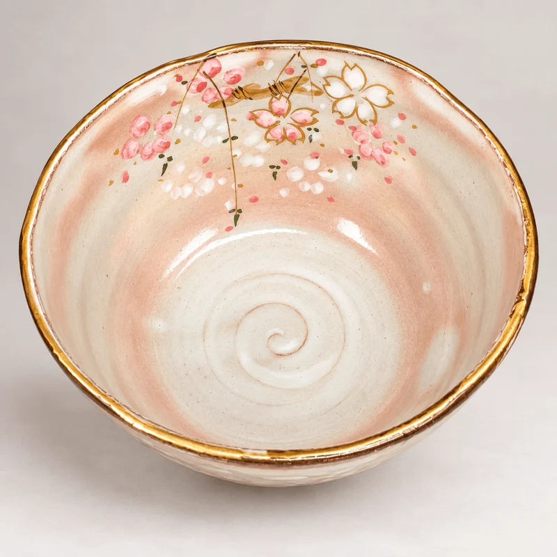 „Sakura“ Kyoyaki, handgefertigte Matcha-Schale