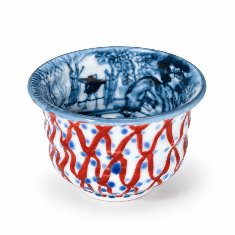 Japanische handgefertigte Aritayaki-Sometsuke-Porzellan-Teetasse