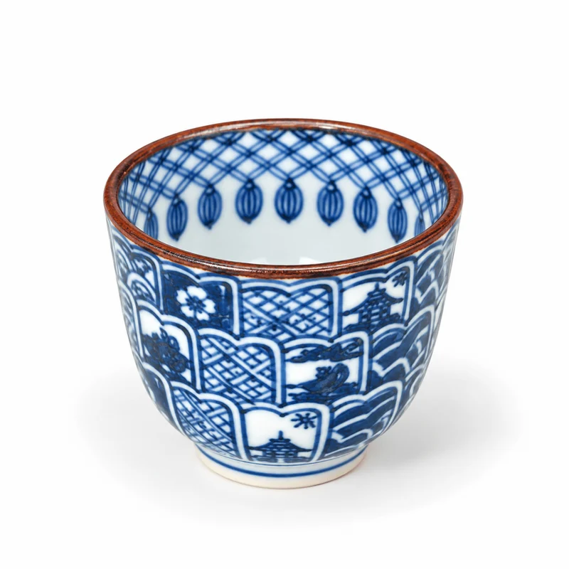 Japanische handgefertigte Aritayaki-Sometsuke-Porzellan-Teetasse
