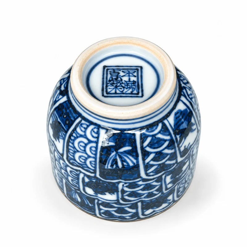 Japanische handgefertigte Aritayaki-Sometsuke-Porzellan-Teetasse