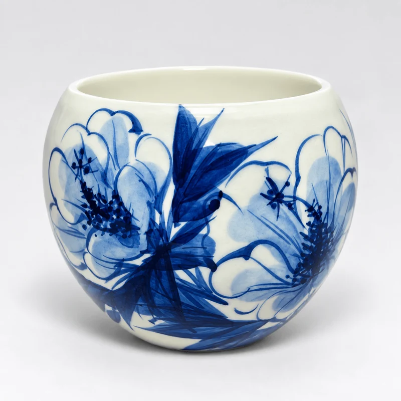 Große Teetasse aus japanischem, handgefertigtem Aritayaki-Sometsuke-Porzellan, 235 ml