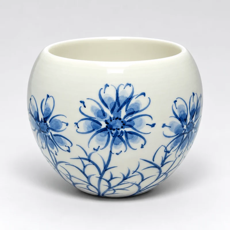 Große Teetasse aus japanischem, handgefertigtem Aritayaki-Sometsuke-Porzellan, 235 ml
