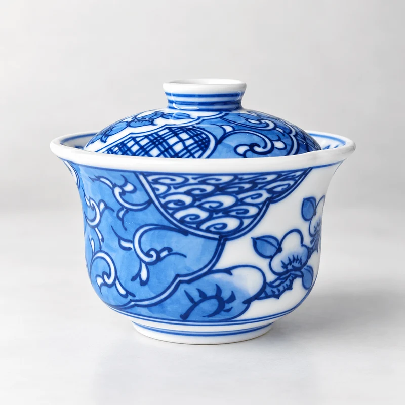 Japanisches handgefertigtes Aritayaki Sometsuke Porzellan Gaiwan 100 ml