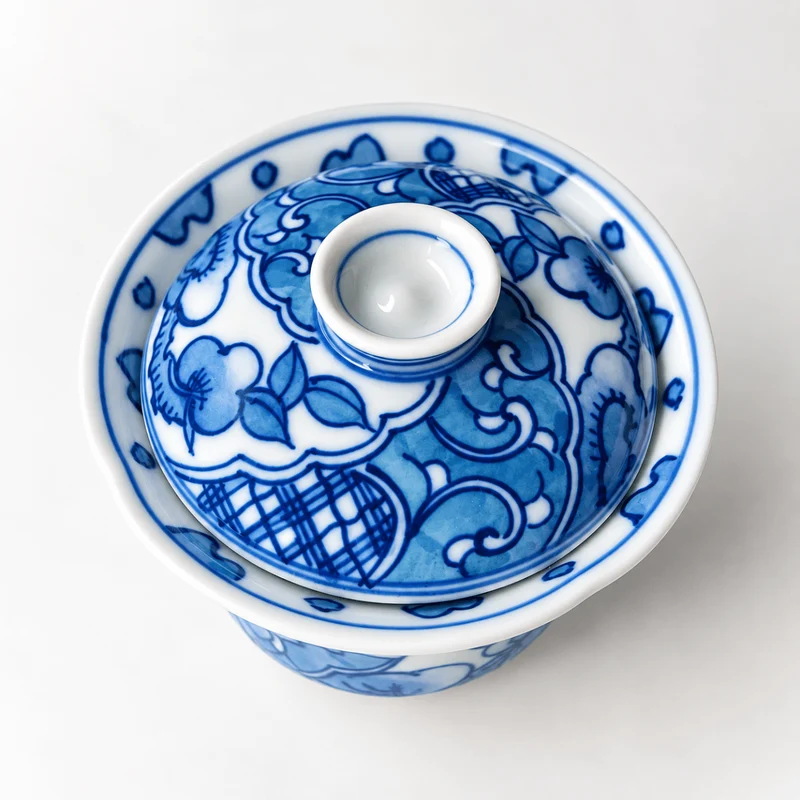Japanisches handgefertigtes Aritayaki Sometsuke Porzellan Gaiwan 100 ml