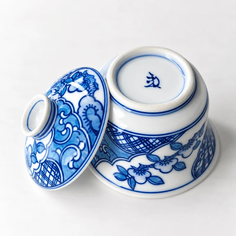 Japanisches handgefertigtes Aritayaki Sometsuke Porzellan Gaiwan 100 ml