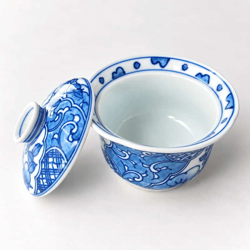 Japanisches handgefertigtes Aritayaki Sometsuke Porzellan Gaiwan 100 ml