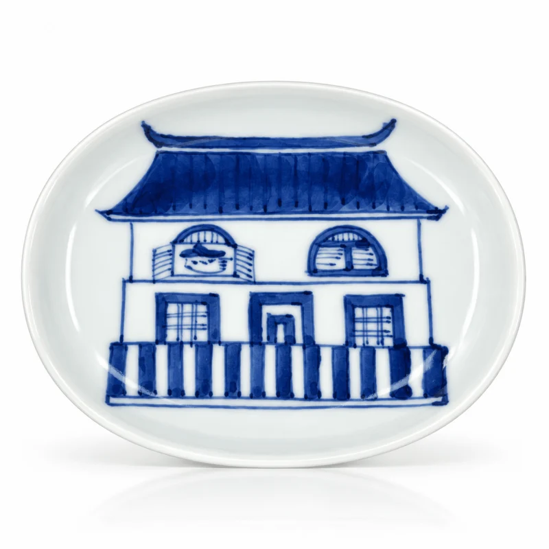 Japanischer handgefertigter Aritayaki-Sometsuke-Porzellan-Teeteller