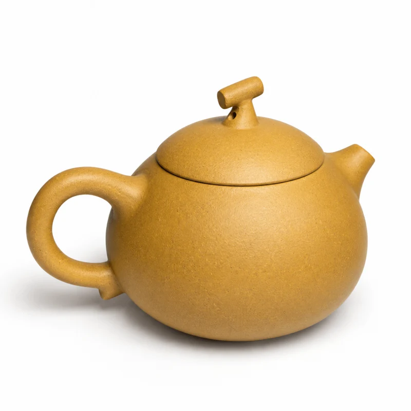 Goldene Birne – Handgefertigte Teekanne aus seltenem Yixing-Ton, 130 ml