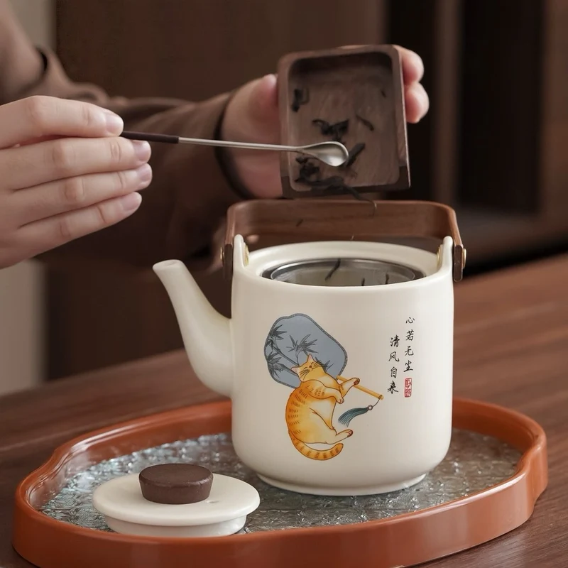 Lazy Cat - Ru Kiln Clay Big Teapot Journey Set