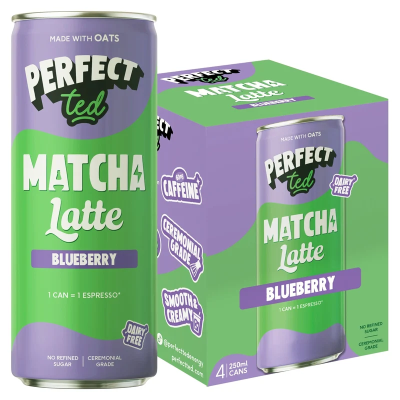 blueberry oat matcha latte