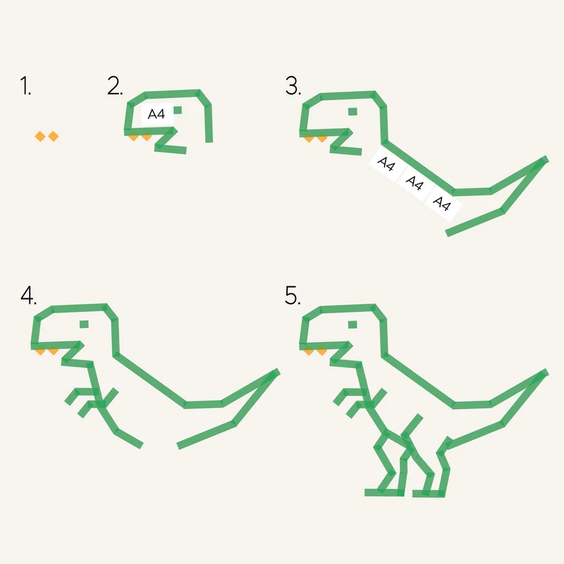 Papiertape Bundle - Dino Edition (Grün, Gelb, Orange)