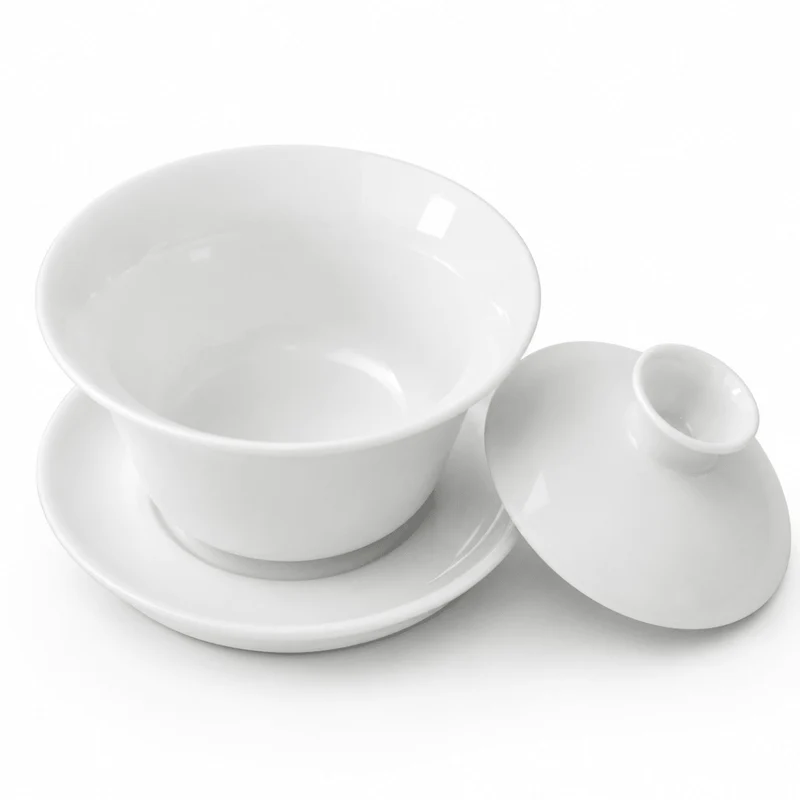Jingdezhen „Hufeisen“ reines weißes Jade-Porzellan-Gaiwan