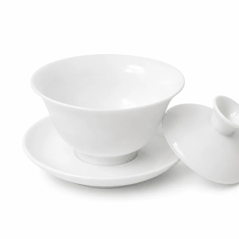 Jingdezhen „Pfingstrosenglocke“ Gaiwan aus reinem weißem Jade-Porzellan