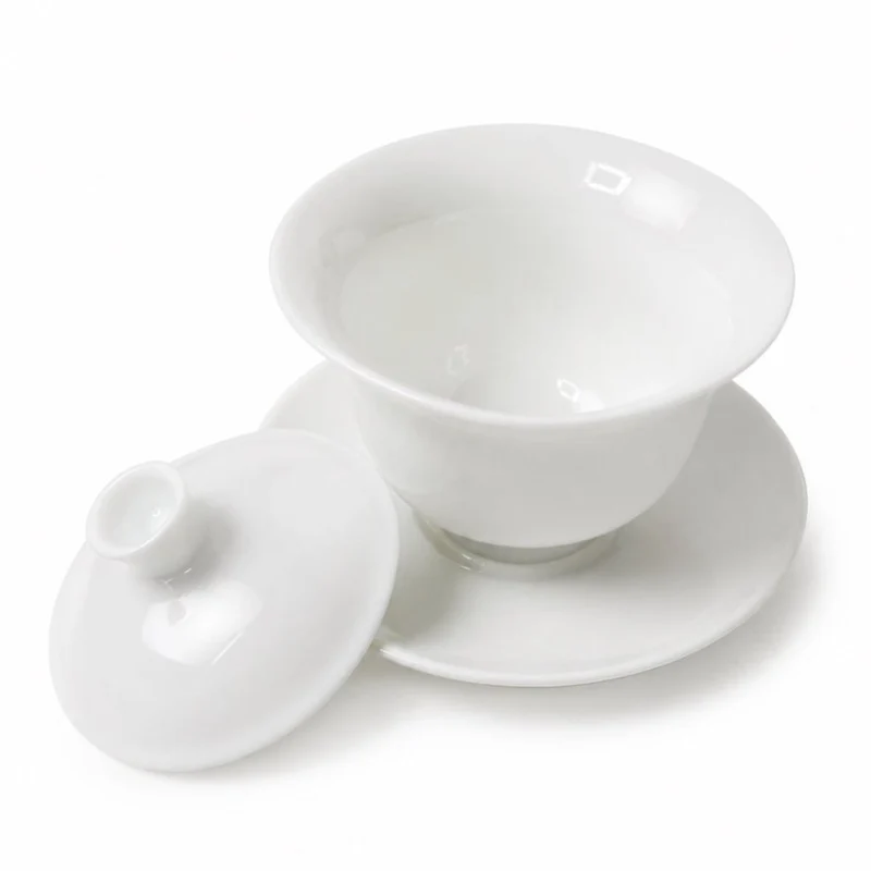 Jingdezhen „Zhe Yao“ Anmutige Taille reine weiße Jade-Porzellan-Gaiwan
