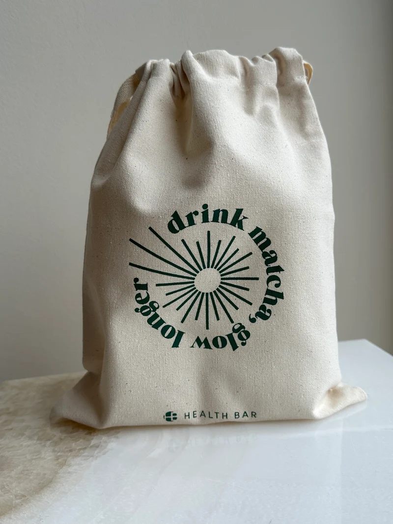 Matcha Reisebeutel aus Baumwolle – Glow on the Go