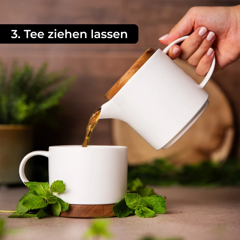 Keramik Teekanne (500ml) mit Tasse (400ml)