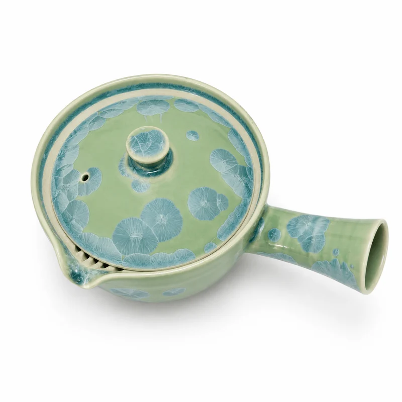 Frost Bloom – Japanische Kyoto-Eiskristallglasur-Teekanne (Kyusu)