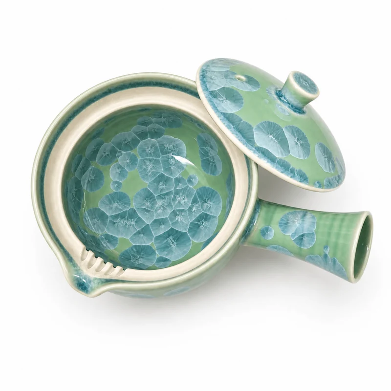 Frost Bloom – Japanische Kyoto-Eiskristallglasur-Teekanne (Kyusu)