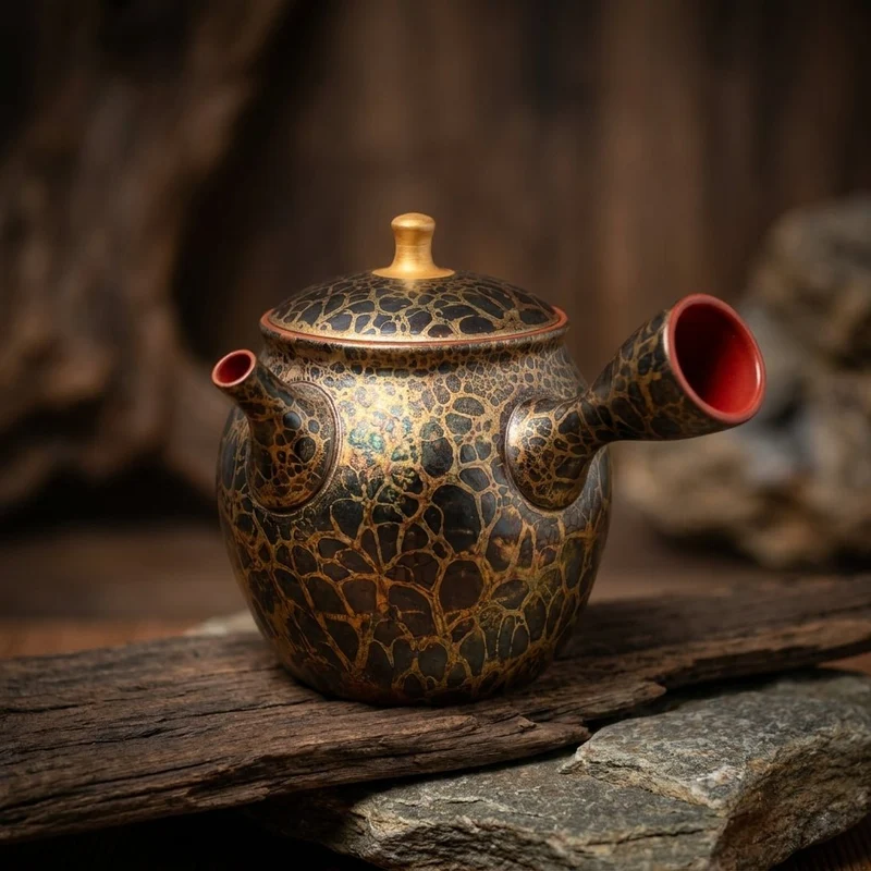 Goldenes Schildpatt - Japanischer Meister Shouryu Royal Gold Tenmoku Kyusu