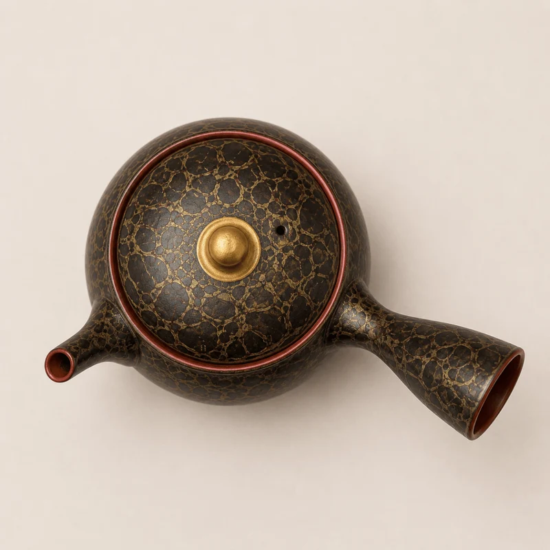 Goldenes Schildpatt - Japanischer Meister Shouryu Royal Gold Tenmoku Kyusu