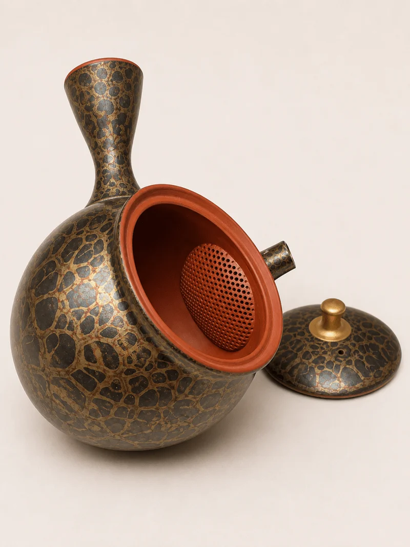 Goldenes Schildpatt - Japanischer Meister Shouryu Royal Gold Tenmoku Kyusu
