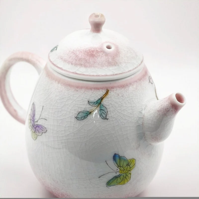Jingdezhen handbemalte Teekanne „Purpurrote Pfingstrose“, 160 ml