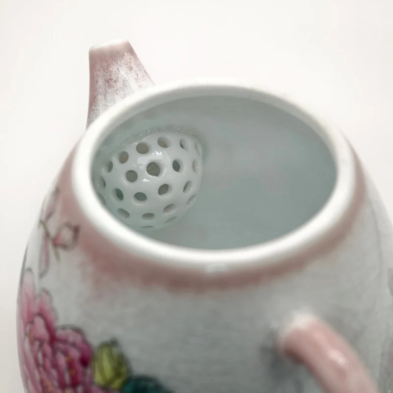 Jingdezhen handbemalte Teekanne „Purpurrote Pfingstrose“, 160 ml
