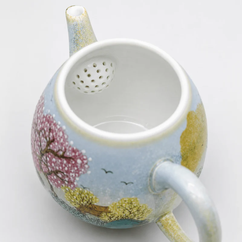 Jingdezhen handbemalte Teekanne „Flusspavillon“ – 160 ml