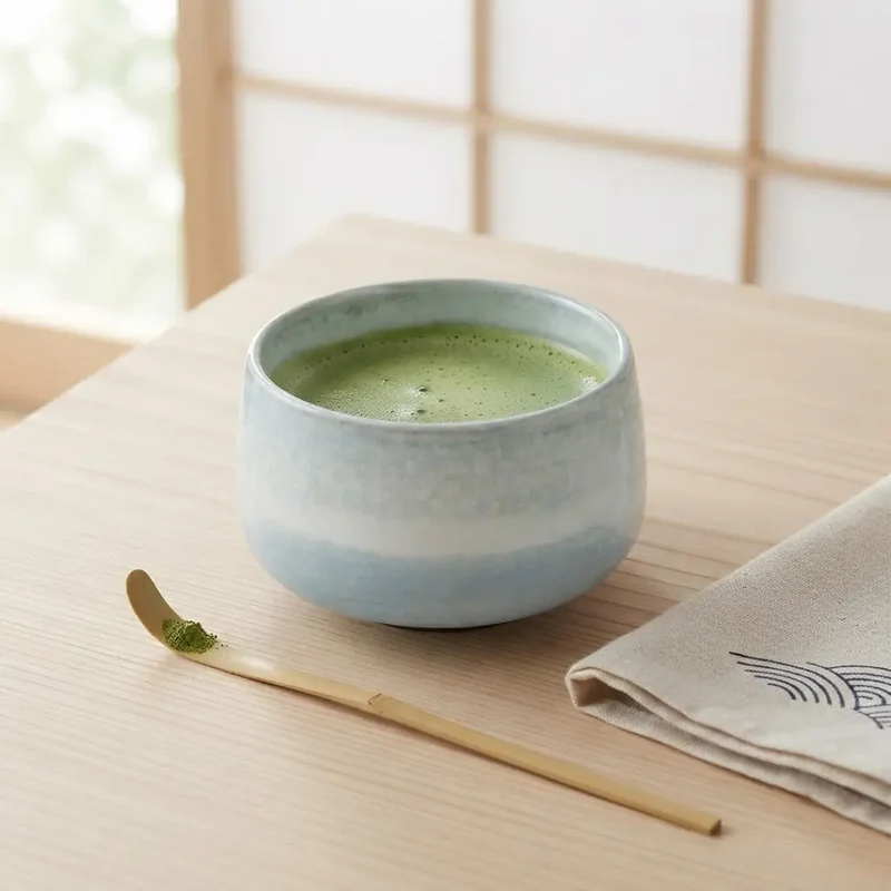 Matchawan Hasami Ware Matcha Bowl Ceramic Tea Bowl Blue Silver Glaze