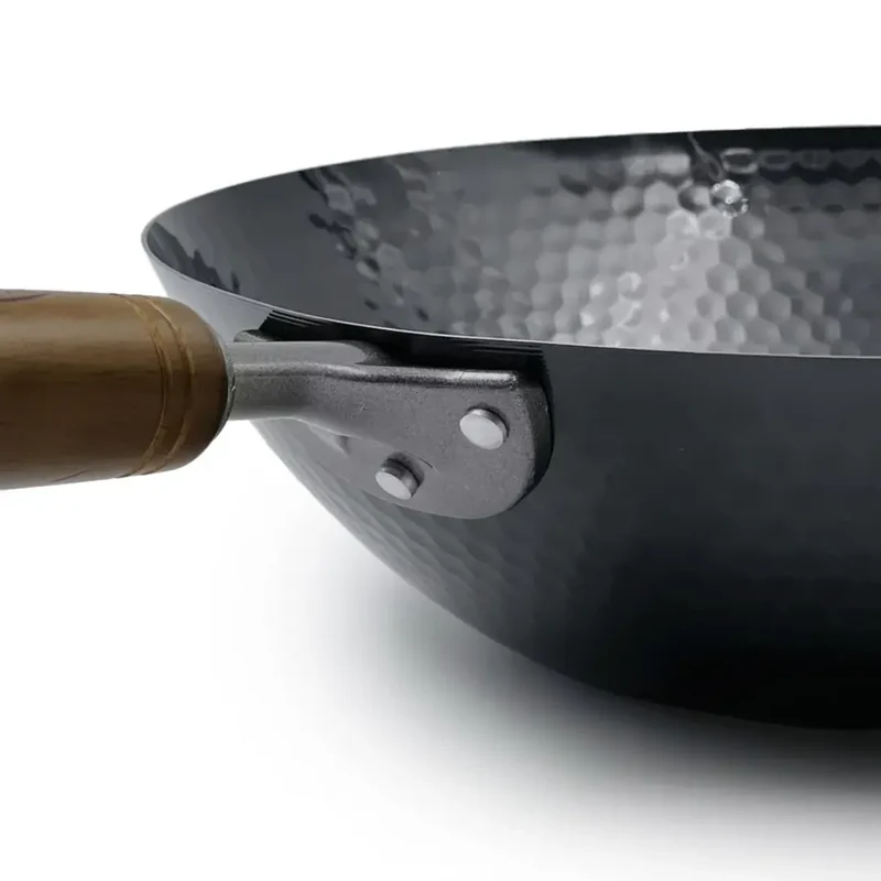 Summit Diamond-Hammered Iron Beijing Wok with Wooden Handle