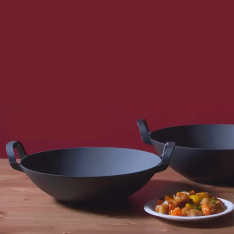 Nambu Cast Iron Wok Two-Handled Pan Induction Compatible 34cm
