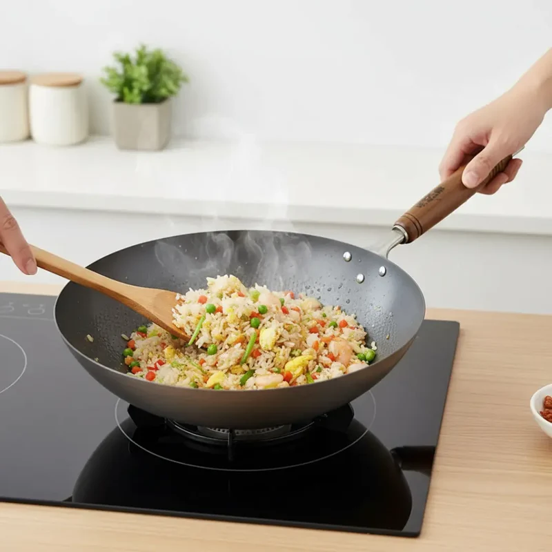 Summit Nitride Embossed Iron Beijing Wok Heavy-Duty Stir Fry Pan 30cm