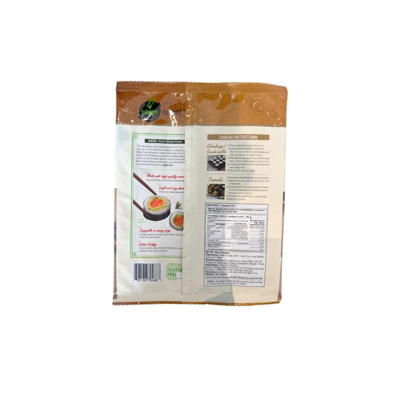 Bibigo Premium Noriblätter Geröstete Seetangblätter 10g