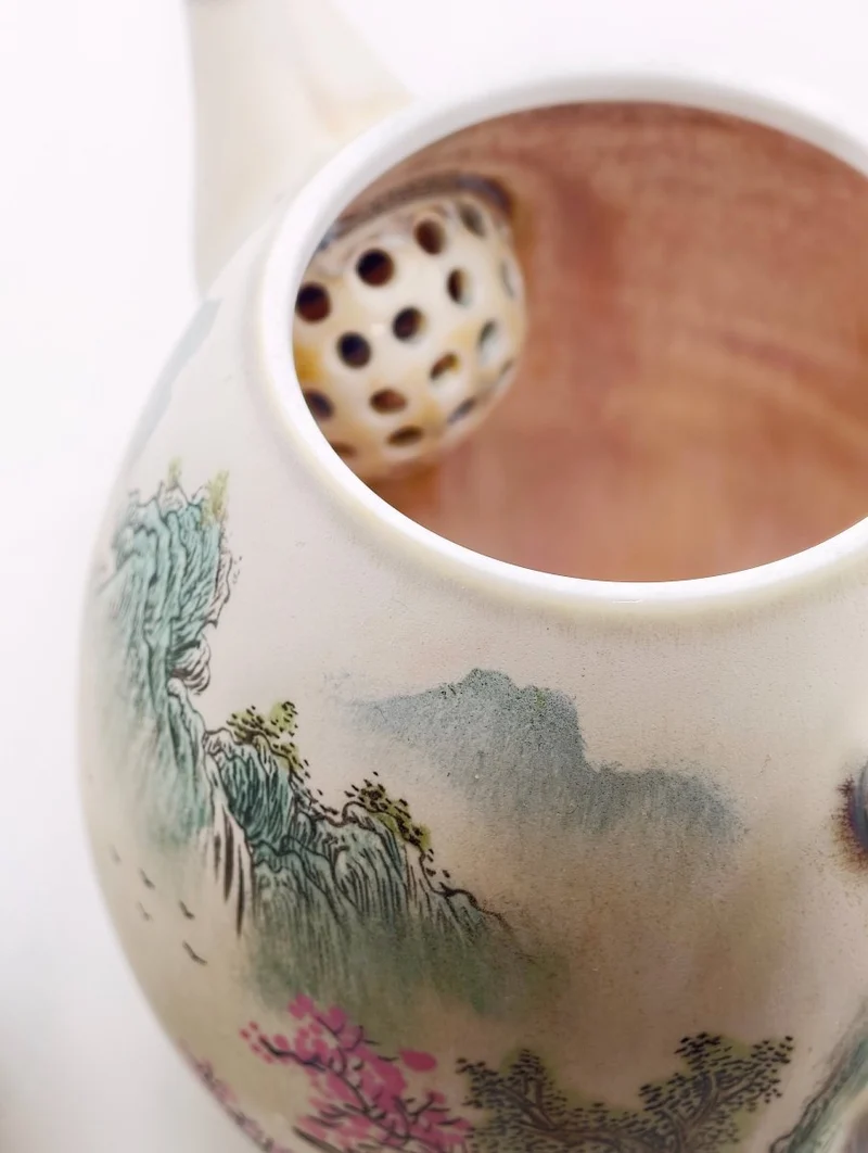 Jingdezhen handbemalte Teekanne „Versteckter Pavillon“ – 160 ml