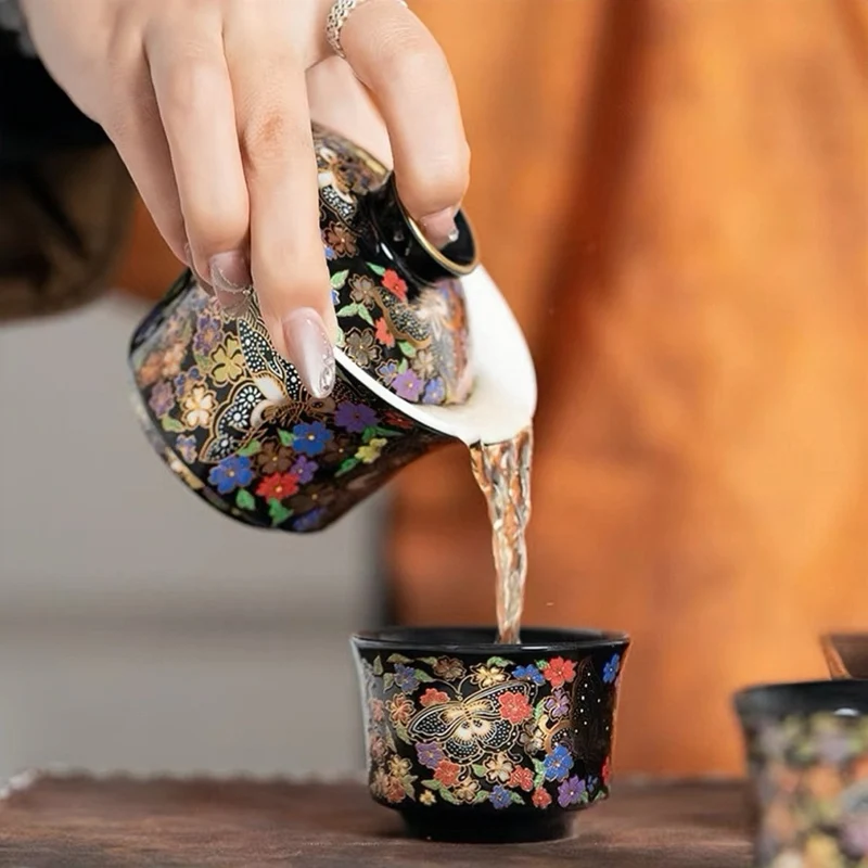 Royal Black Teekannen- und Gaiwan-Set mit 2 Teetassen