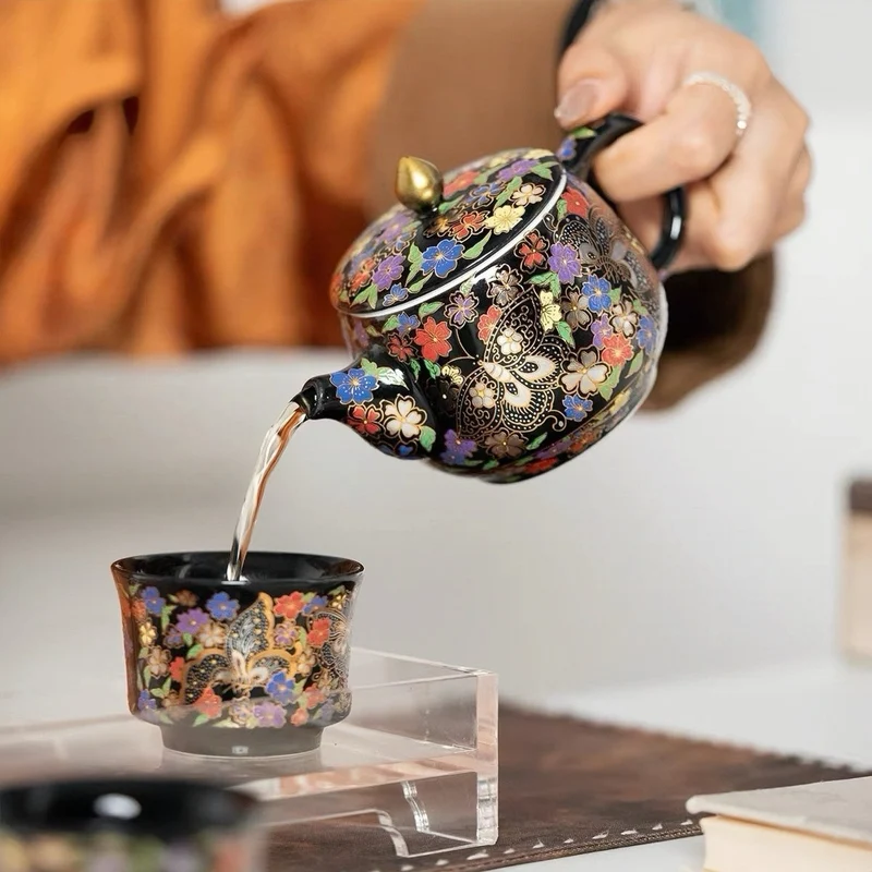 Royal Black Teekannen- und Gaiwan-Set mit 2 Teetassen
