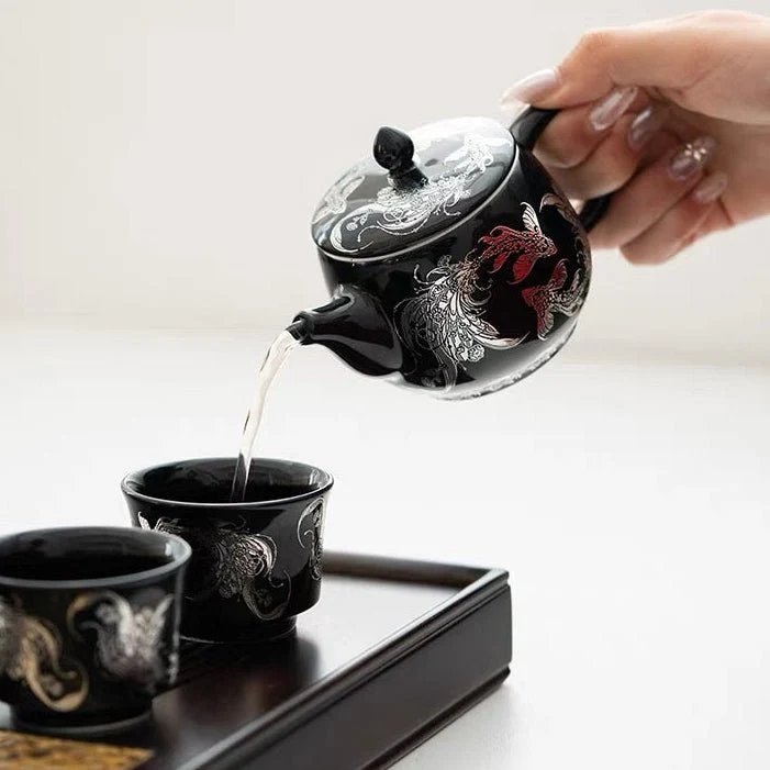 Royal Black Teekannen- und Gaiwan-Set mit 2 Teetassen
