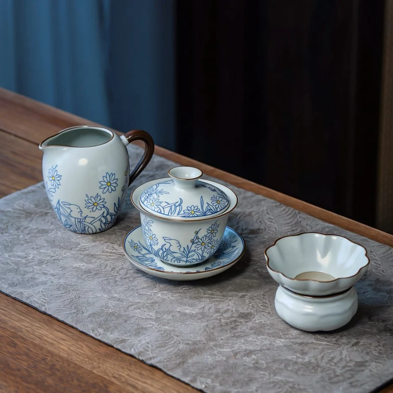 Gartenkaninchen - Handgefertigtes Ru Kiln Gaiwan Set