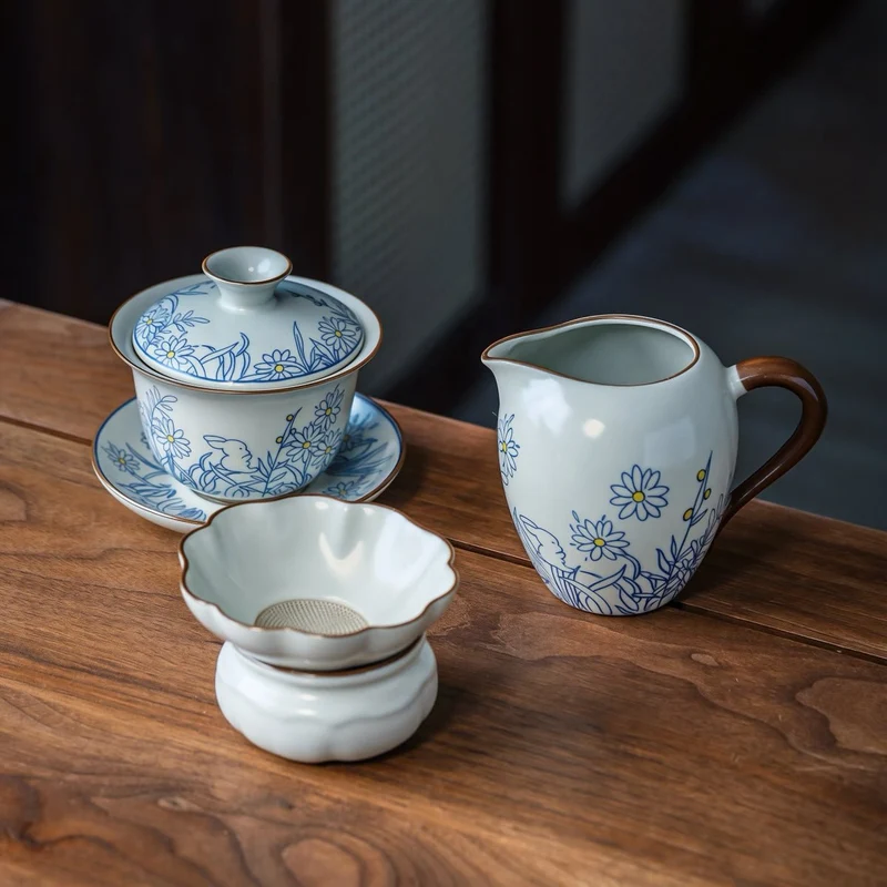 Gartenkaninchen - Handgefertigtes Ru Kiln Gaiwan Set